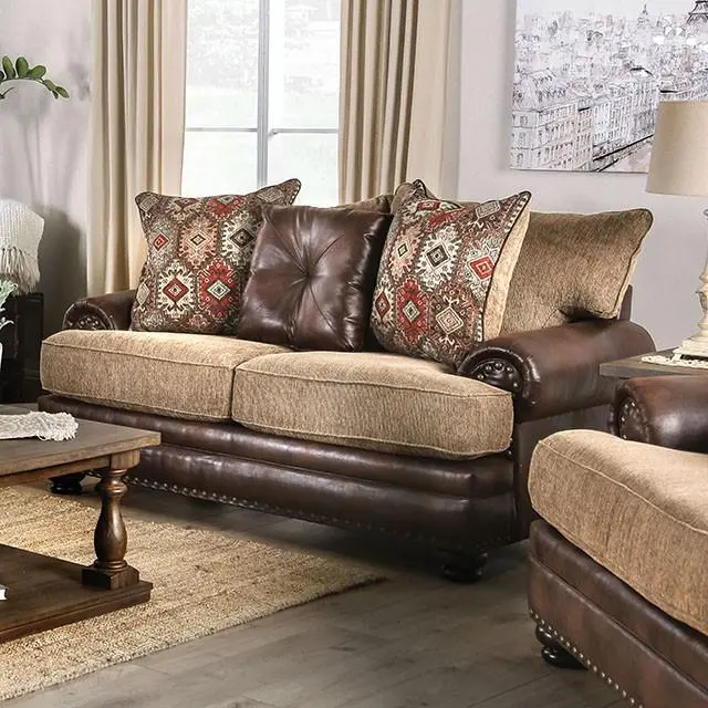 Fletcher Brown/Tan Love Seat 1