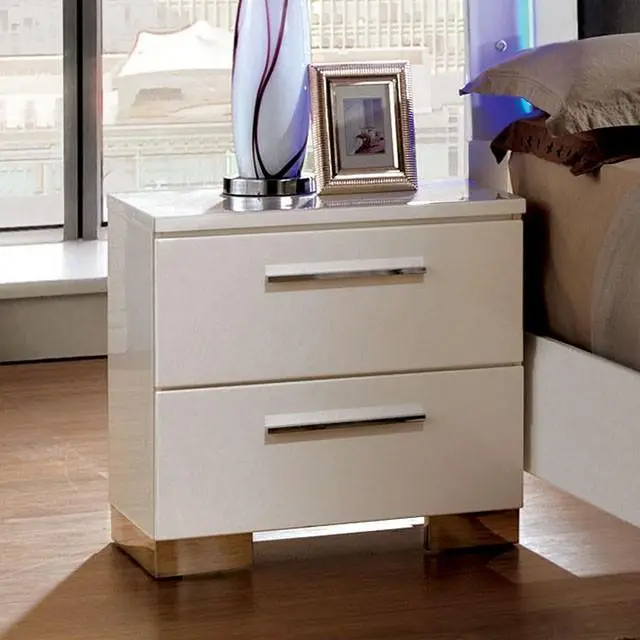 Clementine Glossy White Night Stand 1