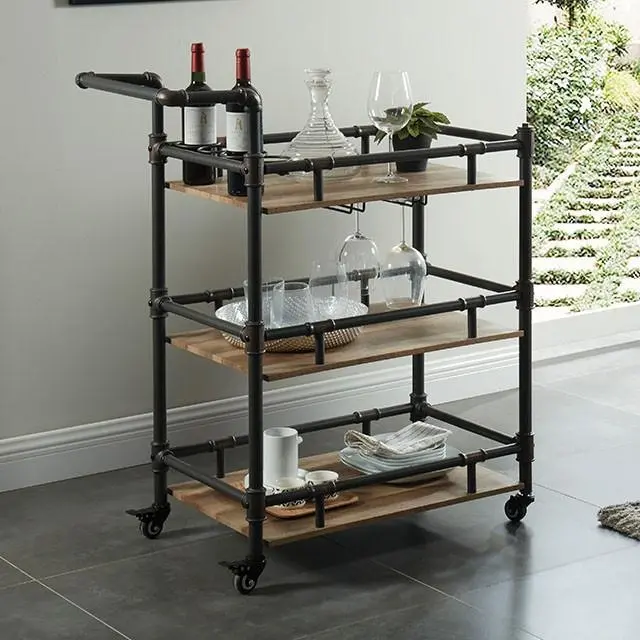 Aylmer Sand Black/Natural Serving Cart 1