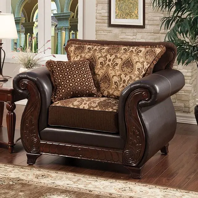 Franklin Dark Brown/Tan Chair With Pu In Brown 1