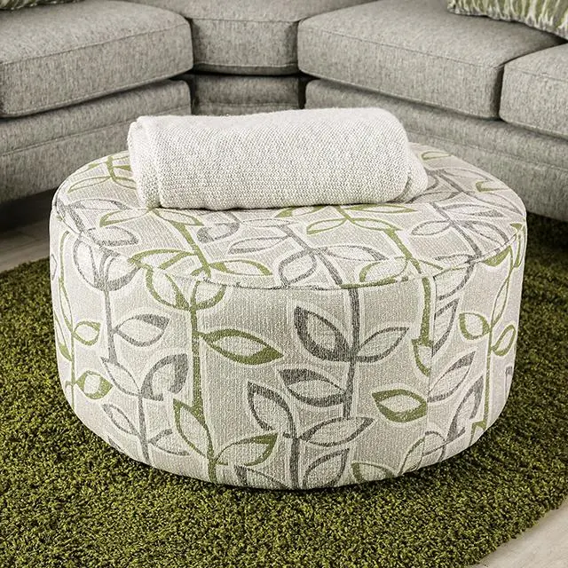 Gardner Ottoman, Gray/Green 1