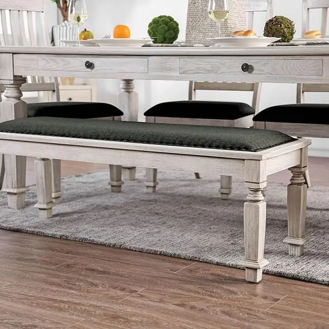 Georgia Antique White/Gray Bench 1