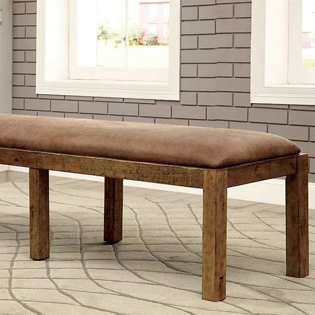 Gianna Rustic Pine Fabric Bench 1