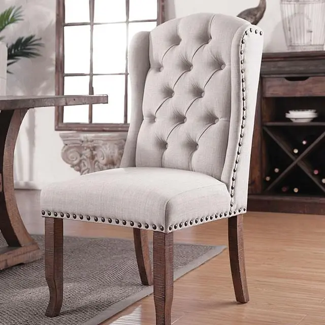 Gianna Rustic Pine/Ivory Wingback Chair (2/Ctn) 1