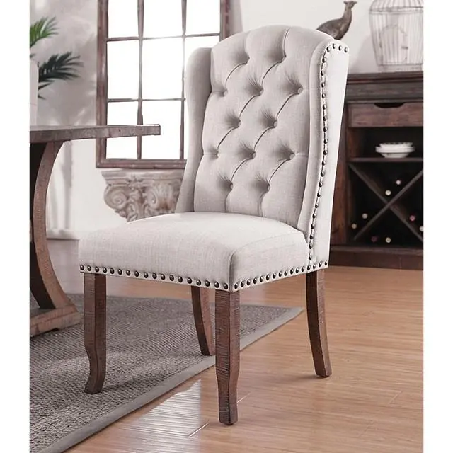 Gianna Rustic Pine/Ivory Wingback Chair (2/Ctn) 2