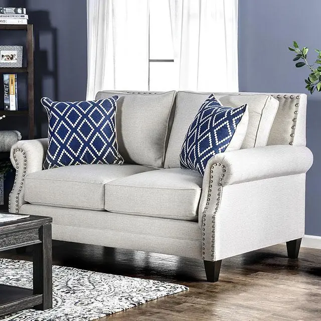 Giovanni Beige/Blue Love Seat 1