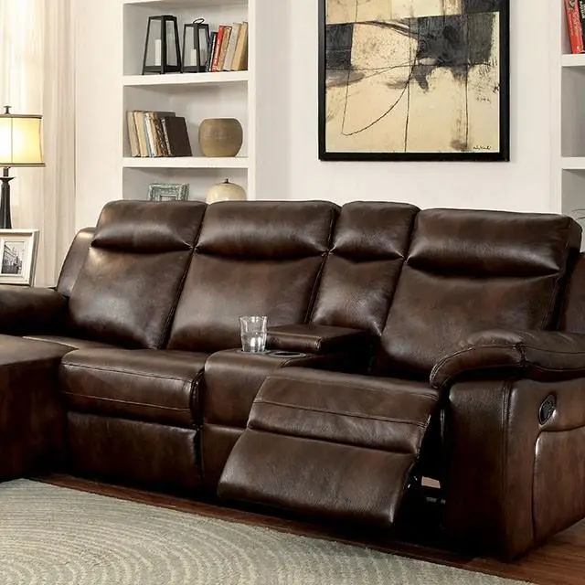 Hardy Brown Sectional W/ Console, Brown 1