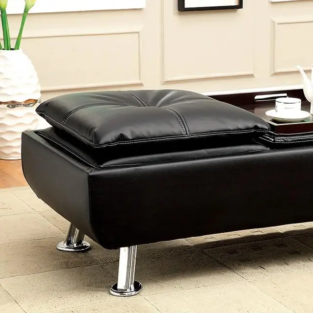 Hauser Ii Black/Chrome Ottoman, Black 1