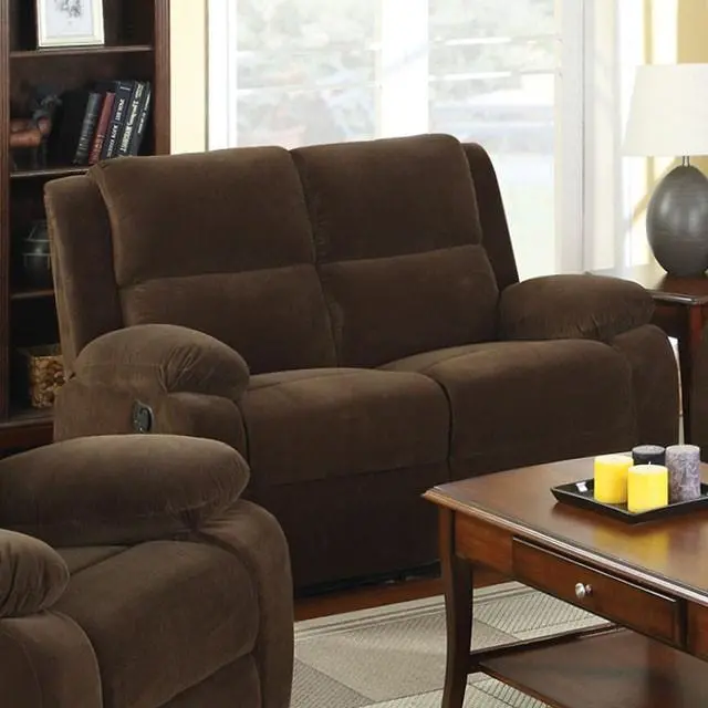 Haven Dark Brown Love Seat W/ 2 Recliners 1
