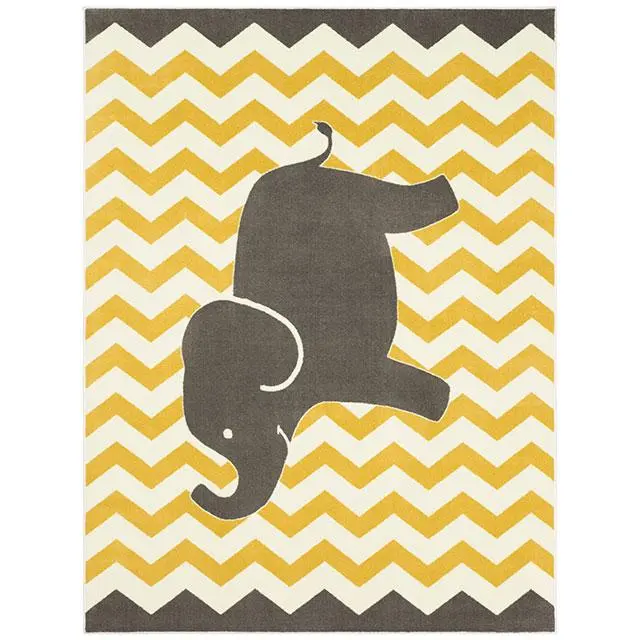 Baron 5' X 8', Area Rug, Elephant, Yellow/Gray 1