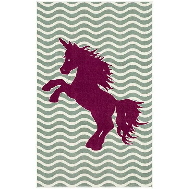 Baron 5' X 8', Area Rug, Horse, Sage Green/Fuchsia 1