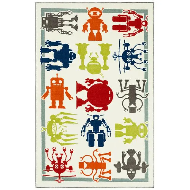Baron 5' X 8', Area Rug, Robots, Multi/Ivory 1