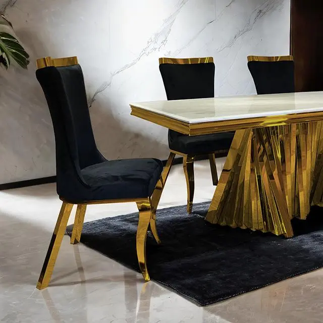 Basilicata 7 Pc Dining Set Gold & Silver 1