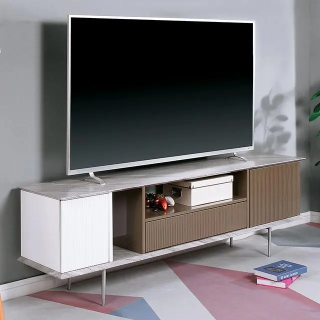 Blair 70" Tv Console, White/Champagne/Gray 1