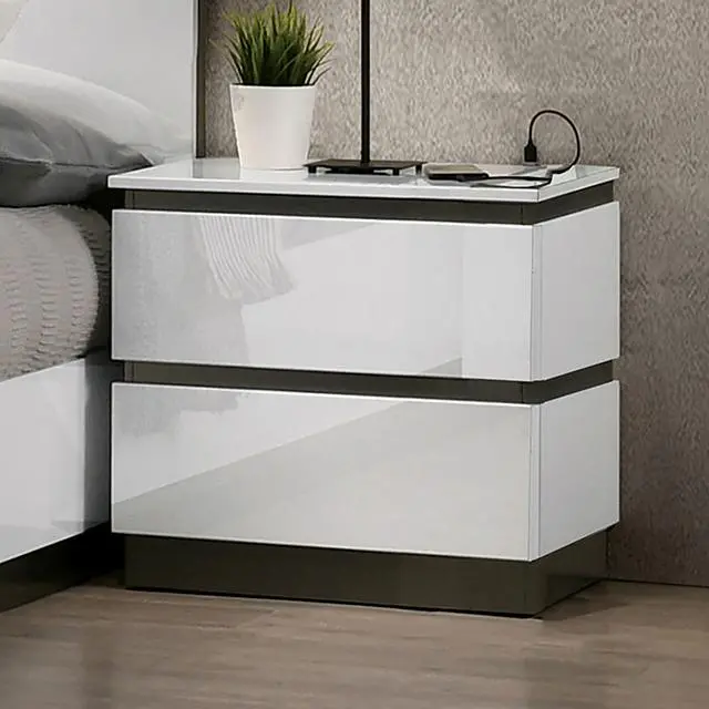 Birsfelden Night Stand W/ Usb, White 1