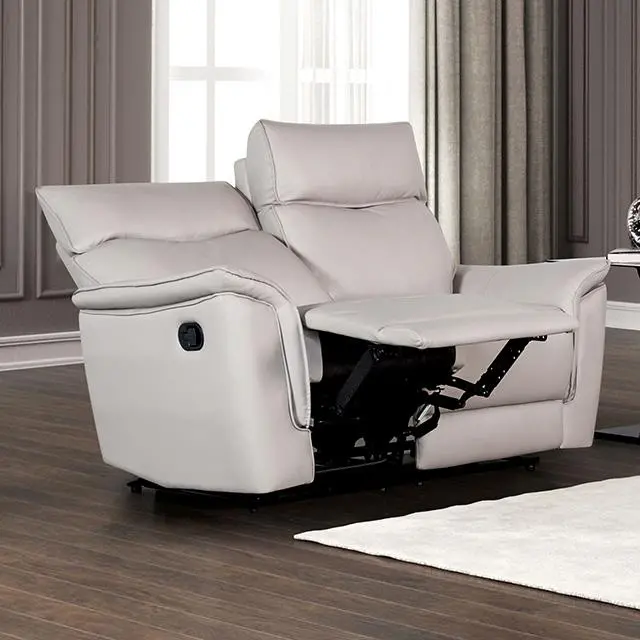 Bienne Loveseat Manual Recliner White & Black 1