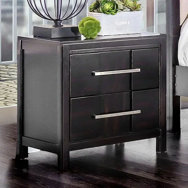 Berenice Espresso Night Stand White, Gray, & Espresso 1