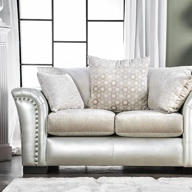 Benigno Love Seat Silver & Gray 2