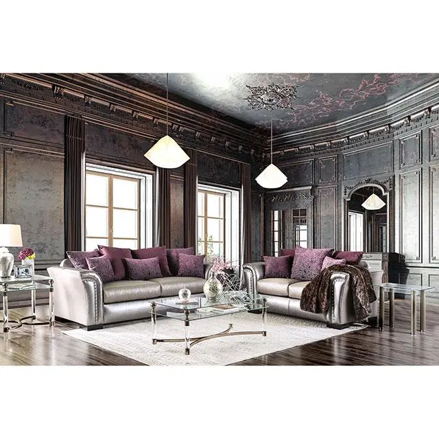Benigno Love Seat Silver & Gray 2