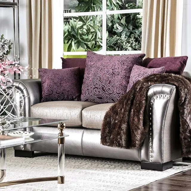 Benigno Love Seat Silver & Gray 1