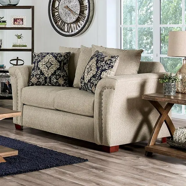 Belsize Loveseat Grey, Beige, & Choclate 2