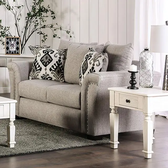Belsize Loveseat Grey, Beige, & Choclate 1