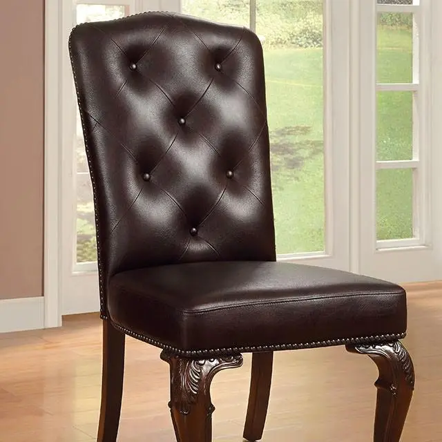 Bellagio Brown Cherry/Pattern Leatherette Side Chair (2/Ctn) 1