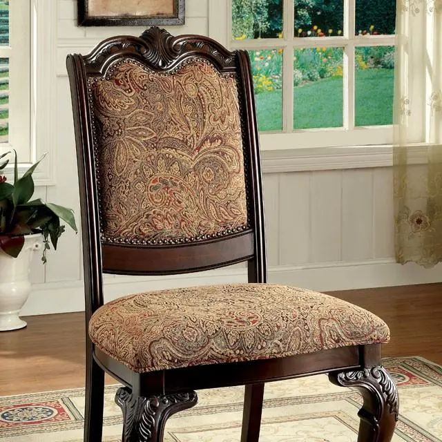 Bellagio Brown Cherry/Pattern Fabric Side Chair (2/Ctn) 1