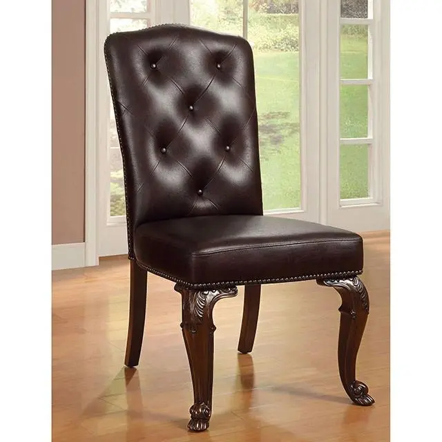 Bellagio Brown Cherry/Pattern Leatherette Side Chair (2/Ctn) 2