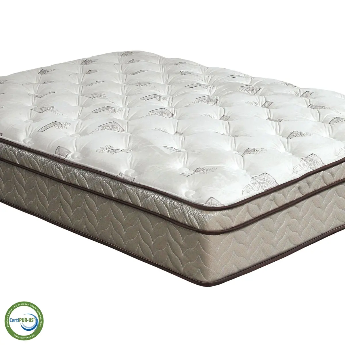 Lilium White/Brown 13" Euro Pillow Top Mattress, Cal.King 1