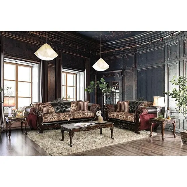 Quirino Burgundy/Dark Brown Sofa 2