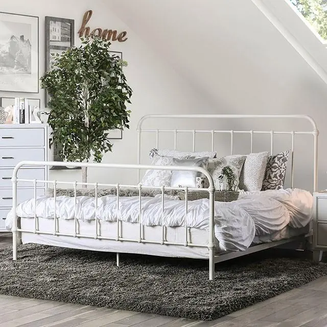 Iria Vintage White Cal.King, E.King, & Full Bed 1