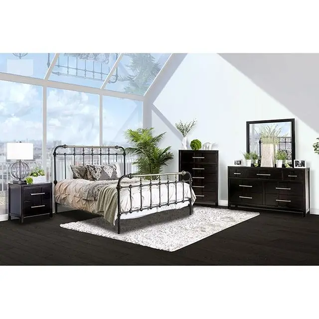 Riana Antique Black Metal E.King, Full, Queen, & Twin Bed 2