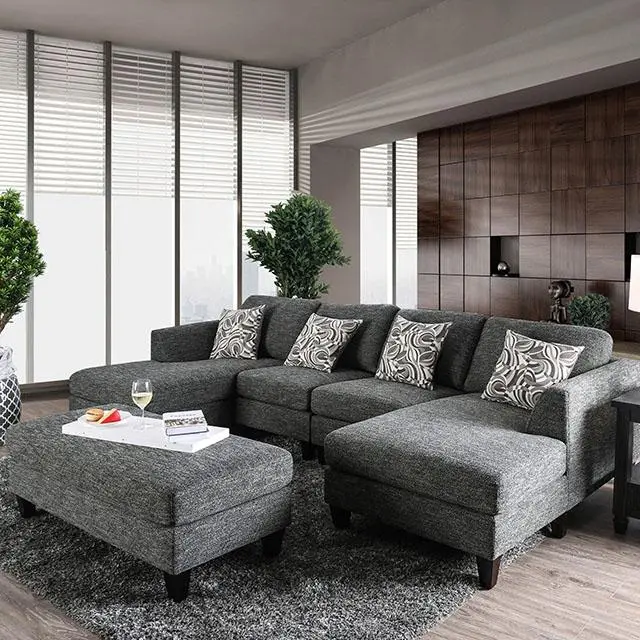 Lowry Gray Sectional W/ Ottoman 1