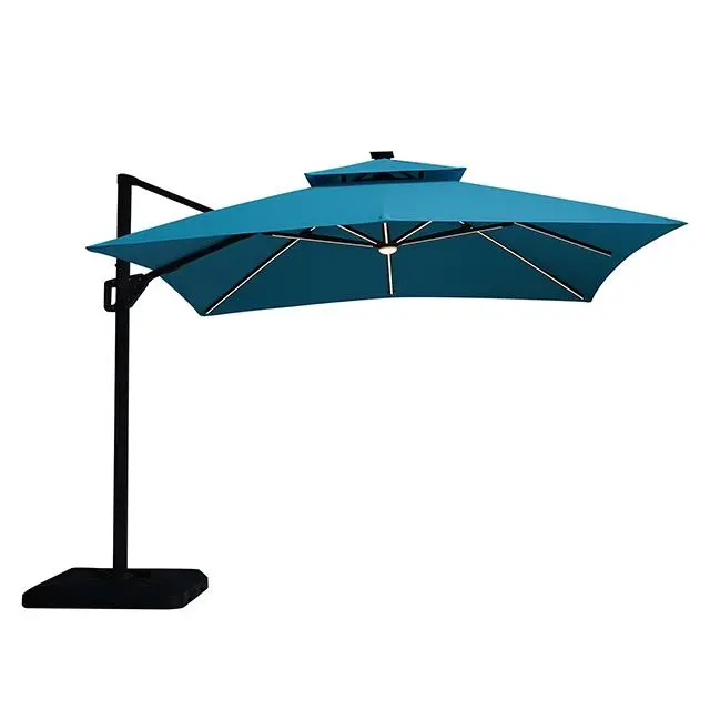 Sano 10 Ft Square Umbrella W/ Double Top W/ Led + 37" Large Base 1