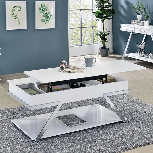 Titus Coffee Table, White/Chrome 1
