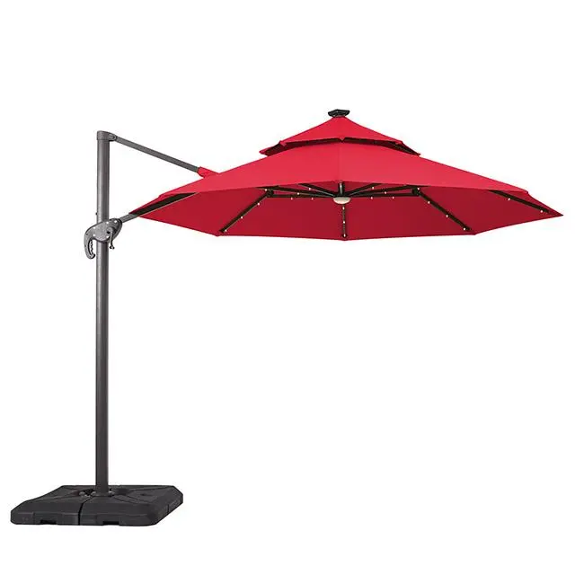 Nuti 10 Ft Round Umbrella W/ Led Light + 37" Large Base 1