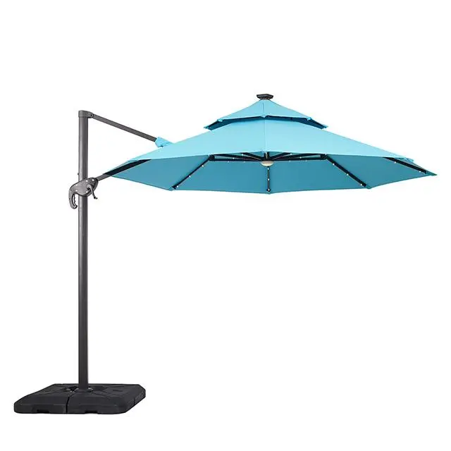 Nuti 10 Ft Round Umbrella W/ Led Light + 37" Large Base 1