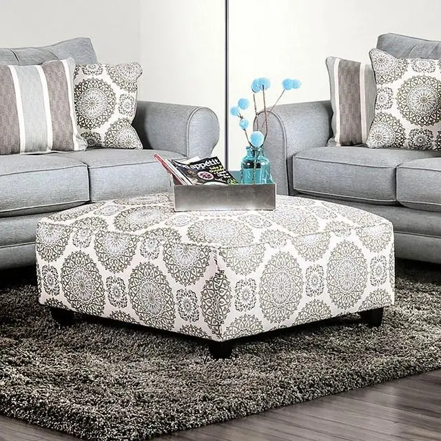 Misty Ivory/Pattern Ottoman 1