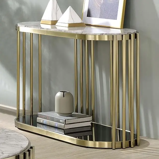 Ofelia Sofa Table, Antique Brass/Black 1