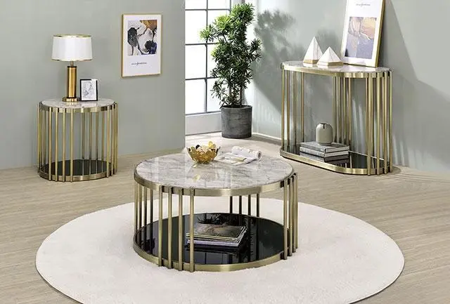 Ofelia Sofa Table, Antique Brass/Black 2