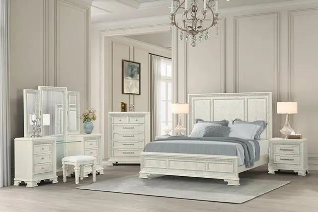 Stella Mia 4 Pc 5 Pc Queen Bedroom Set White 3
