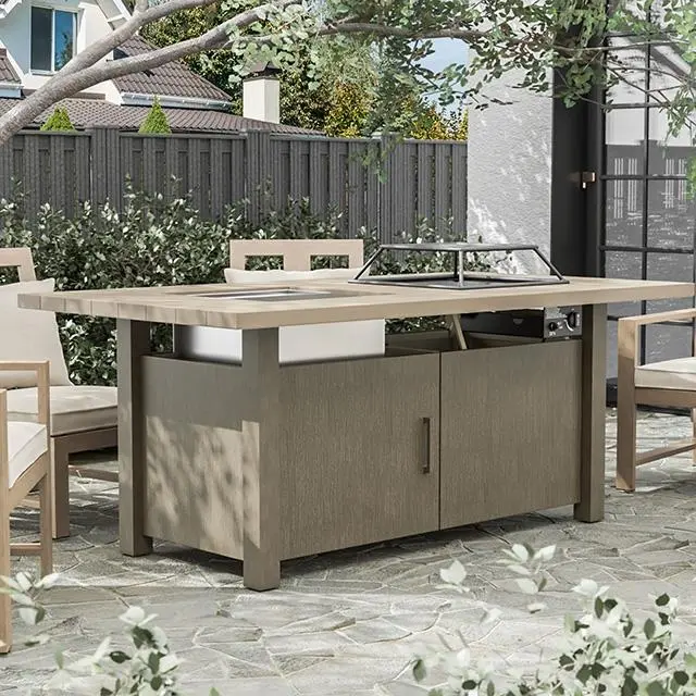 Bordeaux Dining Table W/ Fire Pit & Cooler 1