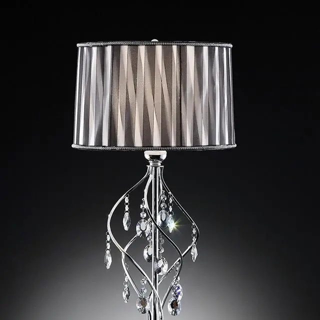 Arya Black/Chrome Table Lamp, Hanging Crystal 1