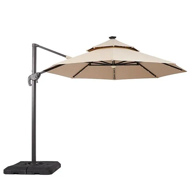 Nuti 10 Ft Round Umbrella W/ Led Light + 37" Large Base 1