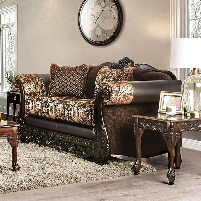 Newdale Brown/Gold Love Seat 1