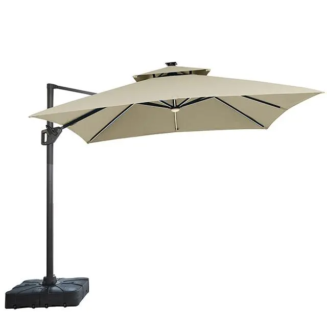 Sano 10 Ft Square Umbrella W/ Double Top W/ Led Light + 37" Large Base 1