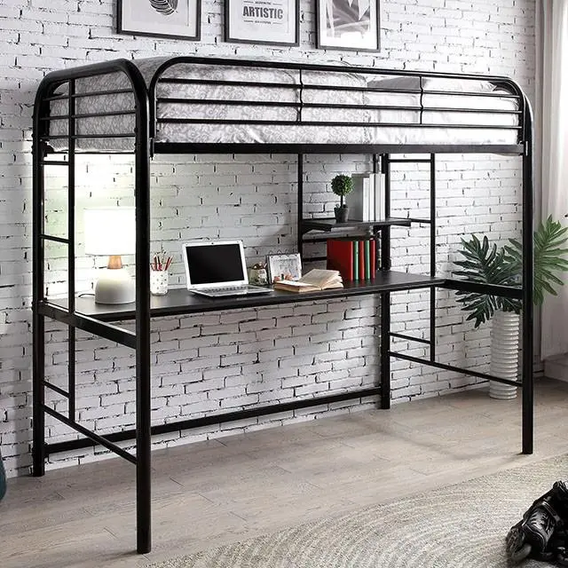 Opal Iii Black & Silver Twin Loft Bed 1