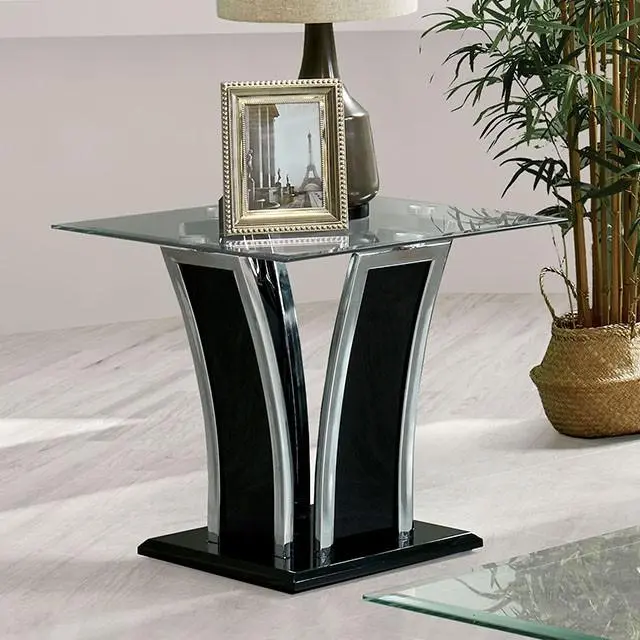 Staten Glossy Black/Chrome End Table 1