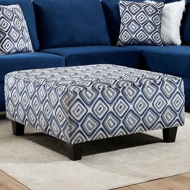 Waldport Ottoman, Navy/White 1